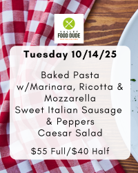 Tuesday Oct 14: Baked Pasta