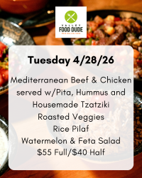 Tuesday April 28:  Mediterranean Beef & Chicken