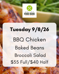 Tues Sept 8: BBQ Chicken